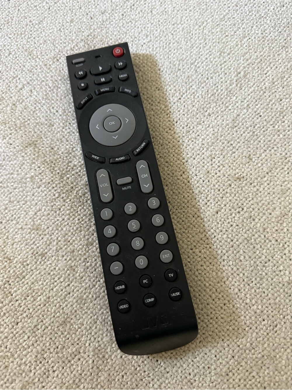 JVC Wireless TV Remote Control Black Model NA 8.75 in Height